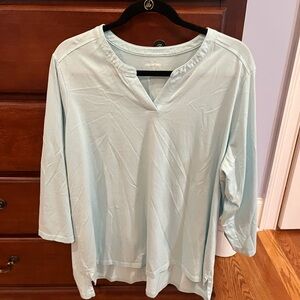 Ladies aqua - lands end 3/4 sleeve shirt